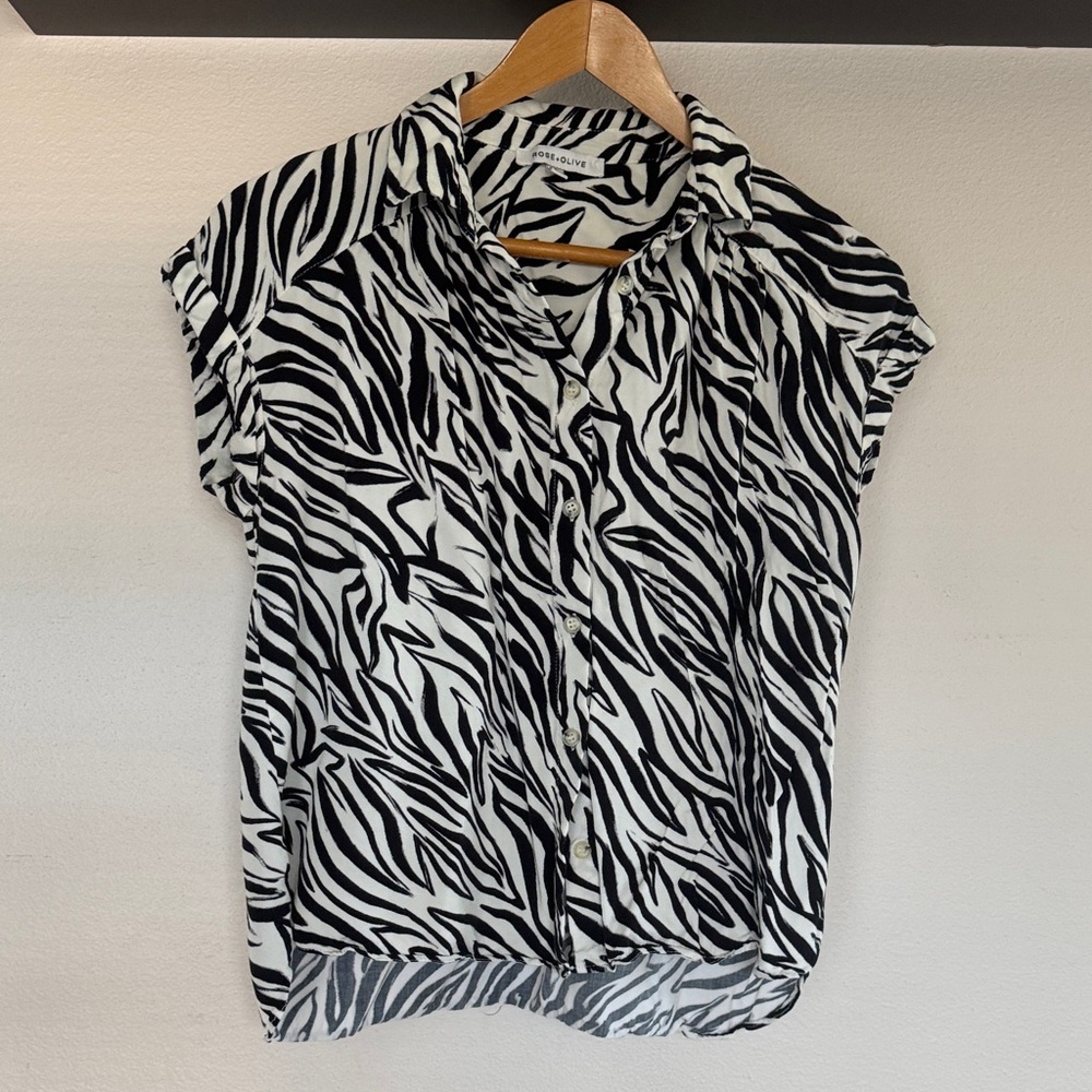 Rose & Olive Black and White Zebra Button Down Shirt